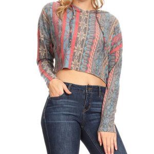 Printed Crop Hoodie